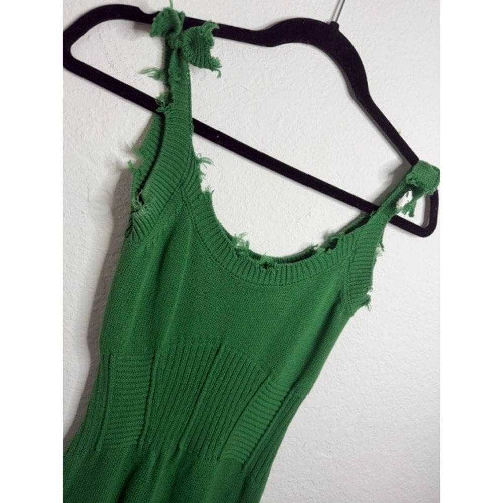 SER.O.YA Kelly Green Distressed Knit Corset Mini Dress XS